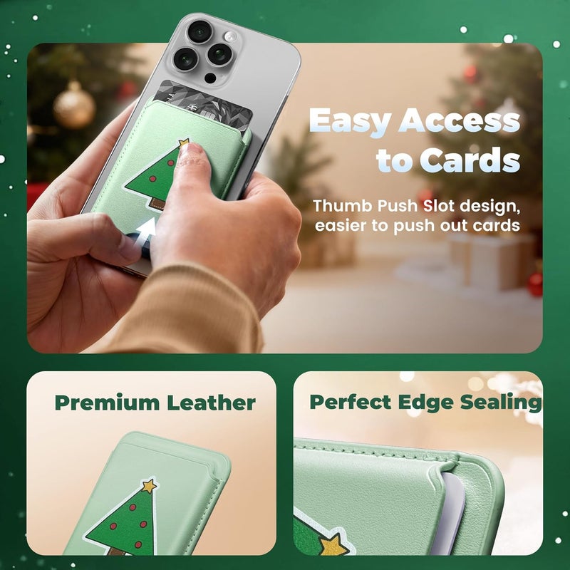 SOUNDBYTE Stronger Magnetic Wallet for iPhone 17/16/15/14/13/12 Series & for MagSafe Cases | N52 Magnet RFID Blocking Leather Magnetic Card Holder with Powerful Magnets | Holds 3 Cards | Christmas - Image 5